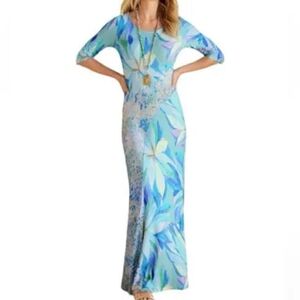 Soft Surroundings Painterly Blue Stella Dress NWT, size XL